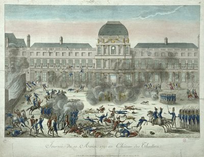 Château des Tuileries, 10 août 1792, gravé par Jourdan - G. Texier